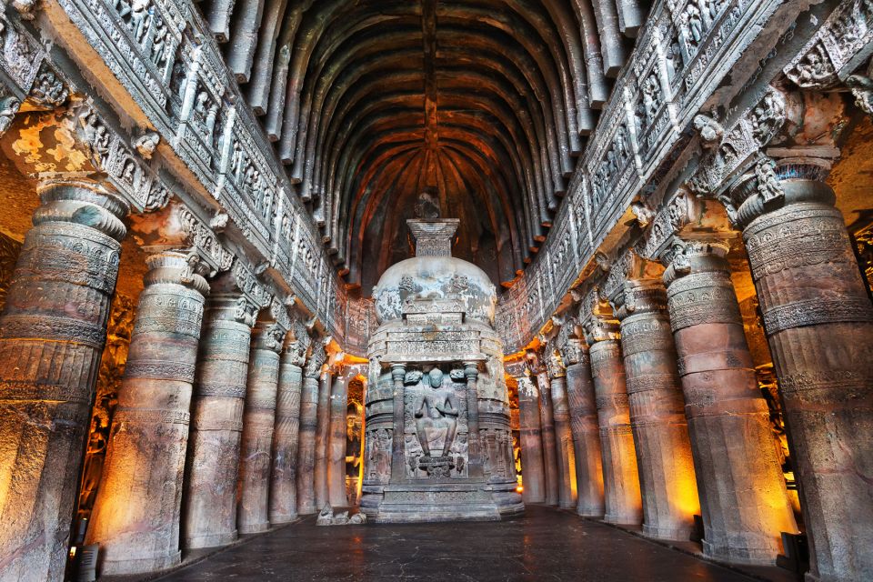 From Aurangabad: Private Ajanta & Ellora Caves Full-Day Tour - Ajanta Caves: Murals, Carved Pillars, and Buddhist Storytelling
