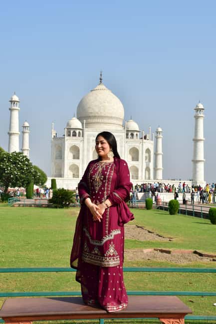 From Delhi: Sunrise Taj Mahal & Agra Tour with 5</em> Lunch – Getting from Delhi to Agra in an AC private car’ /><br />
You’re not just “traveling.” You’re trying to arrive in time for the best viewing conditions, which means the ride matters.</p>
<p><p>This tour uses a <strong>private air-conditioned vehicle</strong> and includes hotel/airport pickup and drop-off. Pickup is available from many Delhi-area points, including New Delhi, Paharganj, Aerocity, Connaught Place, Rohini, Noida, Greater Noida, Gurugram, Faridabad, Ghaziabad, and even Agra-based pickup options if you’re already there.</p>
</p>
<p><p>In practical terms:</p>
</p>
<ul>
<li>You avoid the hassle of coordinating public transport across the morning rush.</li>
<li>You keep energy for walking once you reach the monuments.</li>
<li>You’re dealing with one plan rather than stitching together pieces.</li>
</ul>
<p><p>For anyone traveling solo, this kind of door-to-door support can be a big relief. One of the standout themes in the experience is that the guide doesn’t treat solo travelers as a problem to manage. Instead, they help you stay comfortable, including practical touches like water and support with belongings.</p>
</p>
<h2 id="taj-mahal-with-a-live-guide-what-your-time-is-actually-for">Taj Mahal with a live guide: what your time is actually for</h2>
<p><img width="1155" height="650" decoding="async" src=